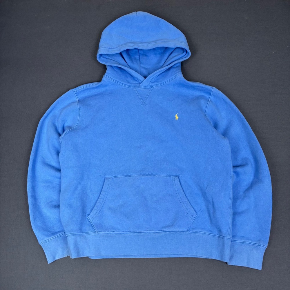 Polo Ralph Lauren Blue Pullover Hoodie Yellow Pony Youth Size XL